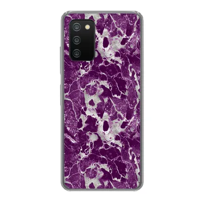 Produktbild von MuchoWow® Handyhülle Schutzhülle Hülle für Samsung Galaxy A03s Marmor - Glitter - Lila - Muster Silikon Softcase Handy Hülle - Schutz