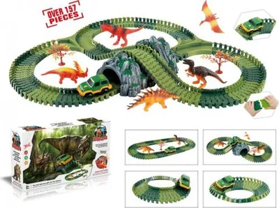 Image de Piste variable avec dinosaures et tunnel 144 pièces