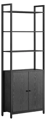 Produktbild von Bücherregal – Aufbewahrungsmöbel – Regale – Ebenholzschwarz – Tintenschwarz – 24 x 60 x 159,5 cm