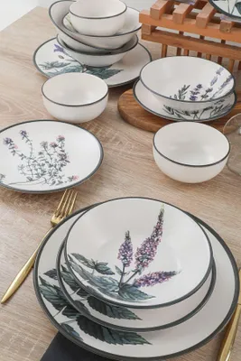 Produktbild von Keramika Geschirrset  - Flower Garden - 24 teilig - 6 Personen - Steingut