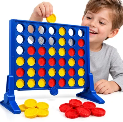 Produktbild von Vier gewinnt Spiel für Kinder, Strategiespiel und Logikspiel für die ganze Familie, Brettspiel für 2 Spieler