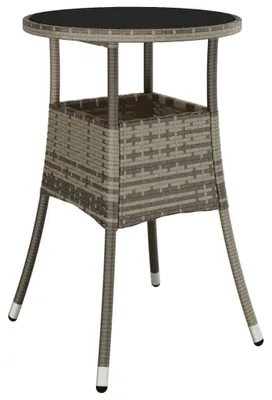 Image de Table d'extérieur ronde en polyrotan avec plateau en verre
