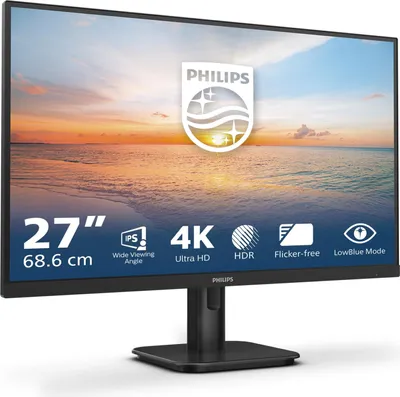 Produktbild von Philips 27E1N1800A/00, 68,6 cm (27"), 3840 x 2160 Pixel, 4K Ultra HD, LED, 4 ms, Schwarz
