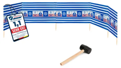 Produktbild von Garronda Strand Windschutz Sichtschutz 6m lang plus Gummihammer GAEX001