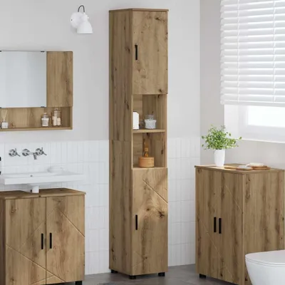 Immagine prodotto di vidaXL Mobile da bagno con contenitore in rovere Artisan 30 x 35 x 192 cm