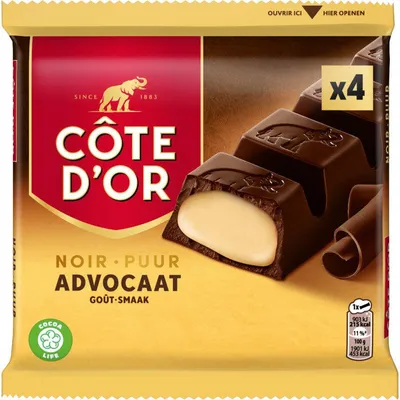 Produktbild von Côte d'Or Advocaat 4er Pack, 4 x 190g cremige Eierlikör-Schokoriegel
