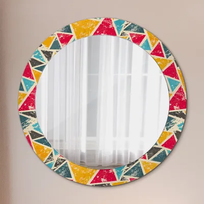 Produktbild von Dekospiegel – Hängespiegel Wandspiegel Spiegel mit Aufdruck – Spiegel – Schlafzimmer - Retro Komposition - Runder: Ø70cm