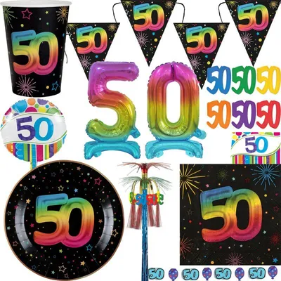 Produktbild von XL Partyset 50. Geburtstag bunt Geburtstagsdeko Geburtstag Dekoration