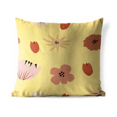 Obrázek produktu pro MuchoWow® Vnější polštář - Květiny - žlutá - abstraktní -50x50 cm- Odolnost proti povětrnostním vlivům - polštář do obývacího pokoje