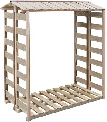 Image de Abri de stockage pour bois de chauffage avec toit en pente - Abri pour bois de chauffage - Abri pour bûches - Étagère pour bois de chauffage, dimensions 150 x 90 x 176 cm, en bois de pin traité
