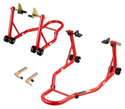 Productafbeelding van Motorfietsstandaard Draagvermogen 385 Kg - Universele Voor- En Achtervorkstandaard - Staal - Rood