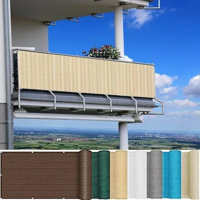 Produktbild von Außenprivatsphäre - Balkonrollo - Schattenbeschattung für Außen - Sonnenschutz mit atmungsaktiver Technologie - 50 x 90 cm - Creme.