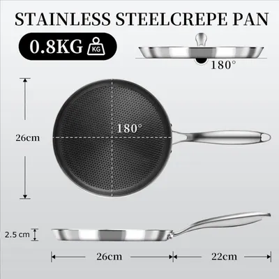 Image de Poêle à crêpe 26cm Tous feux dont induction Acier Inoxydable Swiss Haus SH-ZGCP26