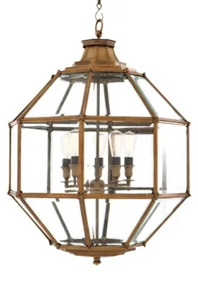 Image de Casa Padrino Luxus Laterne - Lampe à suspendre de luxe en laiton diamètre 80 x H 98 cm
