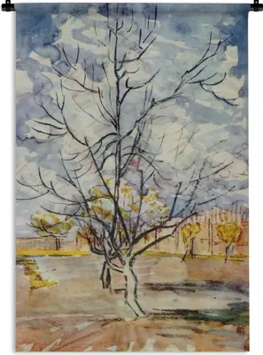 Produktbild von MuchoWow® Wandteppich Wandbehang Rosa Pfirsichbäume - Vincent van Gogh 90x135 cm Tapisserie Dekoration Wandtuch - Baumwolle - Wandskulptur