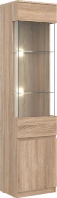 Produktbild von Vitrina REMI RM07 Wohnzimmerschrank 47,5x194x37 cm Vitrinenschrank Sonoma Eiche (ohne Beleuchtung)