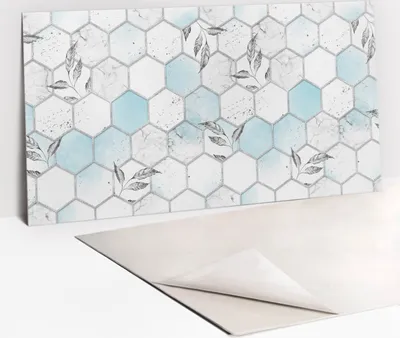 Obrázek produktu pro Ochranný Panel PVC - Samolepicí Vinylové Dlaždice na Stěnu - 100 x 50 - Hexagony a listy