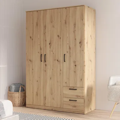 Immagine prodotto di FORTE NIKO: Armadio alto 122 cm, in stile scandinavo, con 3 ante e 2 cassetti