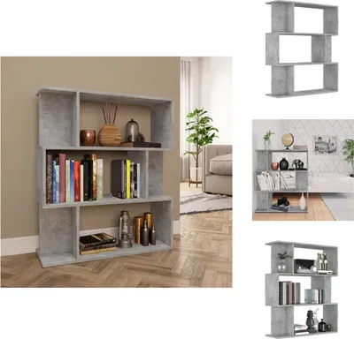 Produktbild von vidaXL Bücherregal/Raumteiler Betongrau 80x24x96 cm Holzwerkstoff - Bücherregale & Bücherschränke