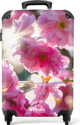 Obrázek produktu pro NoBoringSuitcases.com® Kufr Příruční zavazadlo na kolečkách Kufr na kolečkách Malý cestovní kufr na 4 kolečkách - Flowers - Blossom - Pink - Spring - Sun - Cabin Velikost < 55x40x23 cm & 55x40x20 cm - Foto kufr - Příruční kufr - Palubní zavazadloPříruční zavazadlo Kufr 55x35x20 cm, 36L,