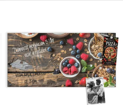 Produktbild von Magnettafel 100x50cm Pinnwand Whiteboard beschreibbar - Frühstück Müsli