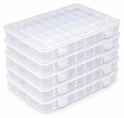 Obrázek produktu pro Balení po 5 kusech, sortimentní box s 24 přihrádkami | Úložný box na drobné předměty – úložný box pro rybáře, plastové návnady – organizér | Třídicí box | Box na drobné předměty s víkem | Box na šrouby