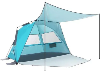 Produktbild von Famanu Strandzelt für 3-4 Personen - Pop-up Strandzelt mit UV-Schutz UPF 50+ - Blau