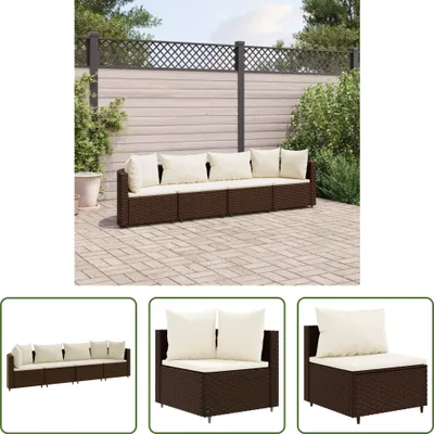 Produktbild von The Living Store 4-tlg. Garten-Sofagarnitur mit Kissen Braun Poly Rattan