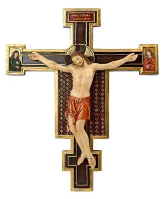 Byzantinisches Kreuz aus Harz, handbemalt, 25x3x30 cm
