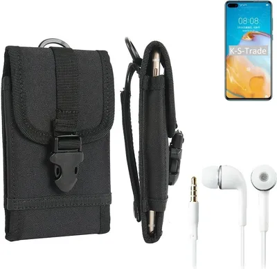 Produktbild von K-S-Trade Holster Schutz Hülle kompatibel mit Huawei P40 4G Gürteltasche Handy Hülle Tasche outdoor Seitentasche schwarz 1x + Kopfhörer