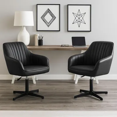 Produktbild von 2Pcs Freizeitstuhl Ohne Rollen, Höhenverstellbar Schminktisch Stuhl, Drehbar und höhenverstellbar, Bis 135 kg Belastbar Desk Chair