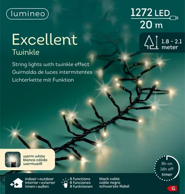 Produktbild von Lumineo LED Lichterkette Excellent Twinkle schwarz 20 Meter 1272 Lichter - warmweiß