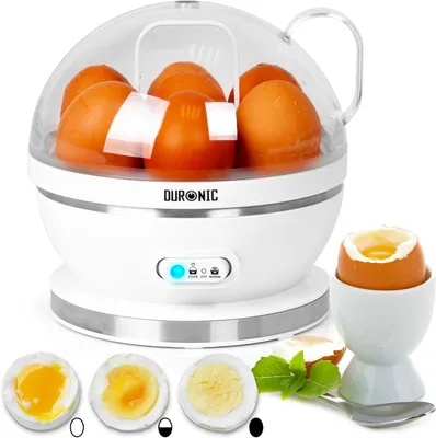 Produktbild von Duronic EB27 WE Eierkocher, Eierkocher für 7 Eier, 400 Watt Eierkocher, Härtegrad von weich bis hart, Überhitzungsschutz und Timer, Eierkocher mit Messbecher und Eipick, Frühstücksei für Familie