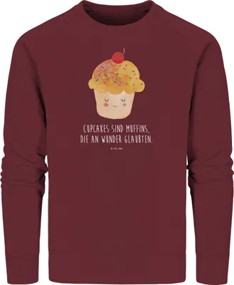 Produktbild von Mr. & Mrs. Panda Baumwoll Sweatshirt Cupcake Größe S - Burgundy - Geschenk, Pulli, Pullover, Motivation Sprüche, Lustige, Muffin, Cupcakes, Küche Deko, Sweater, Koch