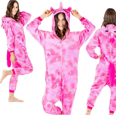 Zdjęcie produktu dla Kostium ciepły onesie kombinezon damski męski pegaz kigurumi różowy dres M