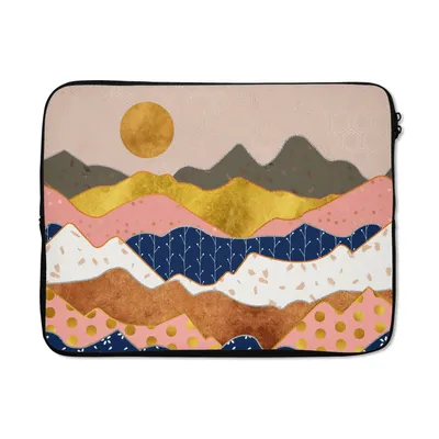 Produktbild von MuchoWow® Laptop Hülle 17 Zoll Laptoptasche Pastell - Gold - Muster - Zipper - Schutzabdeckung