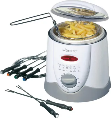Produktbild von Clatronic® 2in1 Fondue-Fritteuse inkl. 6 Fonduegabeln | Fondue für Schokofondue