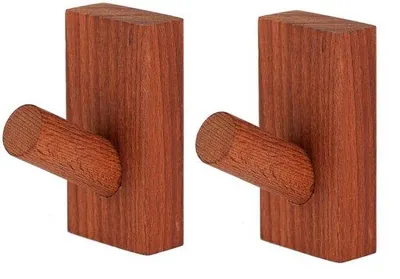 Obrázok produktu pre Drevené vešiaky do predsiene, 2 ks, orechovo hnedé, samolepiace
