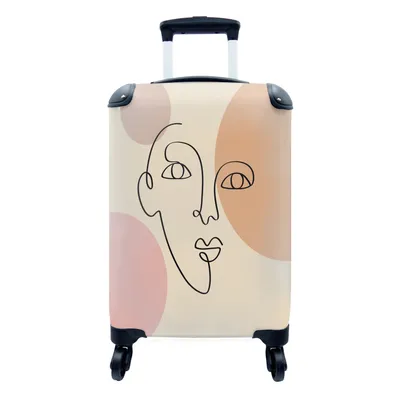 Produktbild von MuchoWow® Koffer Handgepäck Trolley Rollkoffer Kleine Reisekoffer mit 4 Rollen - Pastell - Minimalismus - Gesicht - Cabin Size < 55x40x23 cm & 55x40x20 cm - Fotokoffer - Kabinenkoffer - Boardgepäck - Reise-Box - Reisekoffer - Reisegepäck - Koffer mit Bild - Trolley für Kinder