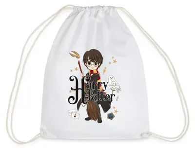 Produktbild von Spreadshirt Harry Potter Elemente Turnbeutel, One size, Weiß