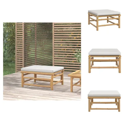 Produktbild von vidaXL Gartenhocker mit Hellgrauem Kissen Bambus -  Gartensofaelemente