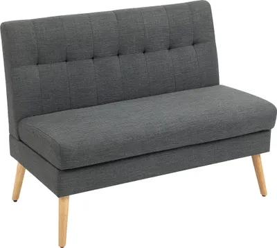 Produktbild von HOMCOM Sofa 2 Sitzer Couch mit Getuftete Rückenlehne, Leinenoptik Dunkelgrau