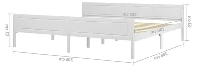 Produktbild von Bettgestell ohne Matratze, massives Kiefernholz, weiß, 200 x 200 cm