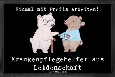 Produktbild von Mr. & Mrs. Panda fußmatte Krankenpflegehelfer Leidenschaft 40 x 60 cm - Schwarz - Geschenk, Ausbildung, Schmutzmatte, Witzig, flurmatte, Spruch, Beruf, Lustig, Türmatte