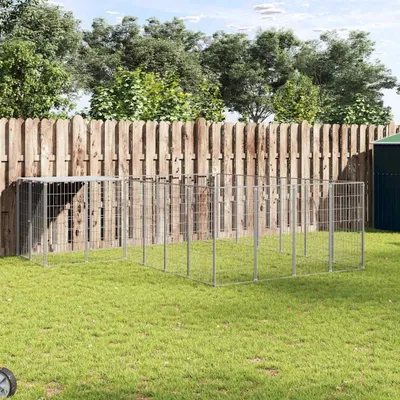 Produktbild von vidaXL Hundezwinger Silbern 8,47 m² Stahl