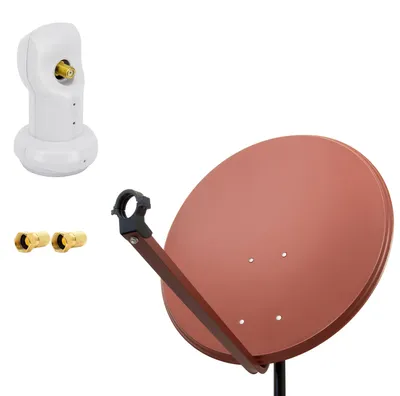 Produktbild von PremiumX SAT Anlage 80cm Antenne Ziegelrot Single LNB weiß 2x F-Stecker