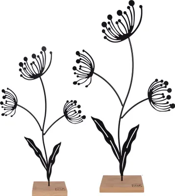 Produktbild von UNUS® Deko Aufsteller Blume Silhouette Metall 2er Set Schwarz