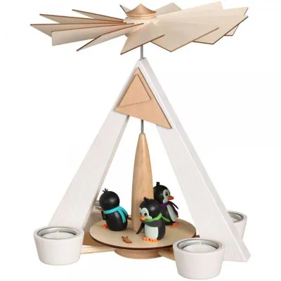 Produktbild von Teelichtpyramide Pinguine bunt BxHxT 24,5x29x24,5cm NEU