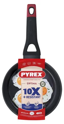 Produktbild von Pyrex Antihaftbeschichtete Pfanne OPTIMA+, Rund, Allzweckpfanne, Schwarz, Rot, 20 cm, 208 mm, 397 mm