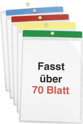 Produktbild von TimeTEX Set Einstecktaschen A4-Plus mit Farbstreifen, 5-tlg.